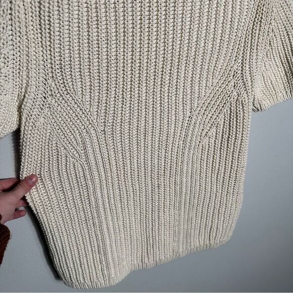 Banana Republic Chunky Knit Cream Short Sleeve Sweater Size Small Minimalist - Picture 11 of 13
